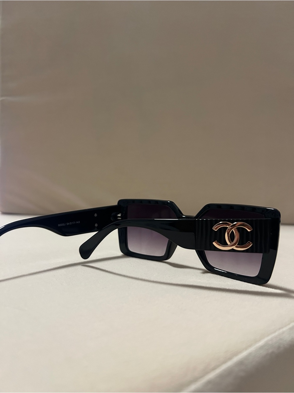 CHANEL Black Sunglasses with Gold CC Accent - Picture 3 of 3